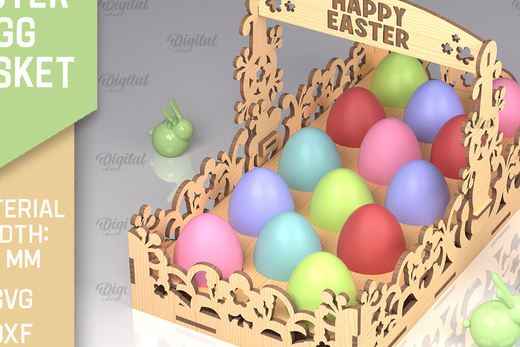 Intra απο ξύλο plywood  Χρώμα wenge 3mm-4mm πάχος - Λέιζερ Πασχαλινό Καλάθι Αυγών. Αυγοθήκη Δίασταση 15x15 cm INTRAFABR-61714805