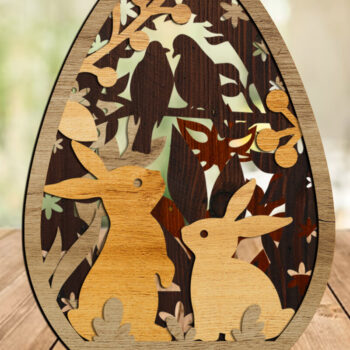 Intra απο ξύλο plywood  Χρώμα wenge 3mm-4mm πάχος - Σιλουέτες λαγουδάκι πασχαλινό αυγό, διακοσμητικά Δίασταση 4x5 cm INTRAFABR-91889479 - Image 1