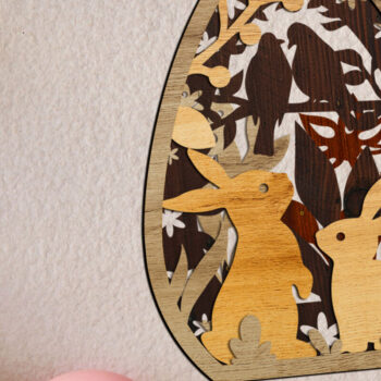 Intra απο ξύλο plywood  Χρώμα wenge 3mm-4mm πάχος - Σιλουέτες λαγουδάκι πασχαλινό αυγό, διακοσμητικά Δίασταση 4x5 cm INTRAFABR-91889479 - Image 2