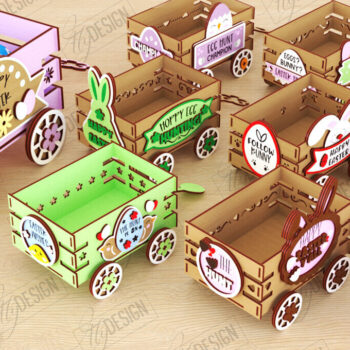 Intra απο ξύλο plywood  Χρώμα wenge 3mm-4mm πάχος - Πασχαλινό καρότσι με αυγά | Πασχαλινή αυγοθήκη Δίασταση 15x15 cm INTRAFABR-122074027 - Image 1