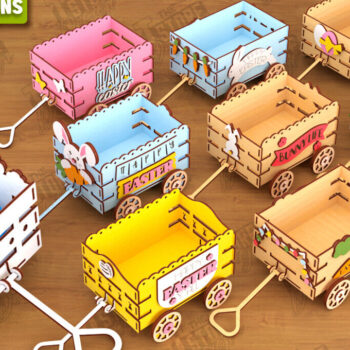 Intra απο ξύλο plywood  Χρώμα wenge 3mm-4mm πάχος - Πασχαλινό καρότσι με αυγά | Πασχαλινή αυγοθήκη Δίασταση 15x15 cm INTRAFABR-122074040 - Image 1