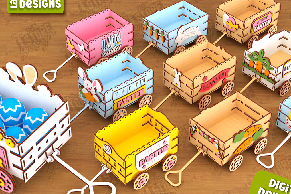 Intra απο ξύλο plywood  Χρώμα wenge 3mm-4mm πάχος - Πασχαλινό καρότσι με αυγά | Πασχαλινή αυγοθήκη Δίασταση 15x15 cm INTRAFABR-122074040