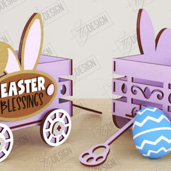 Intra απο ξύλο plywood  Χρώμα wenge 3mm-4mm πάχος - Πασχαλινό καρότσι με αυγά | Πασχαλινή Αυγοθήκη |CNC Δίασταση 15x15 cm INTRAFABR-122074082 - Image 1