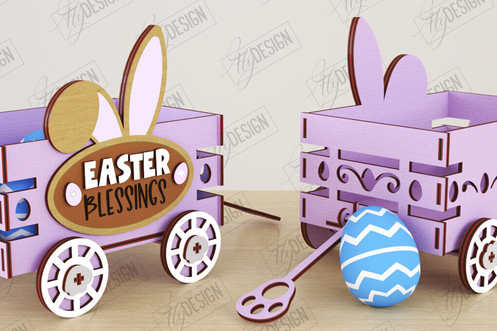 Intra απο ξύλο plywood  Χρώμα wenge 3mm-4mm πάχος - Πασχαλινό καρότσι με αυγά | Πασχαλινή Αυγοθήκη |CNC Δίασταση 15x15 cm INTRAFABR-122074082