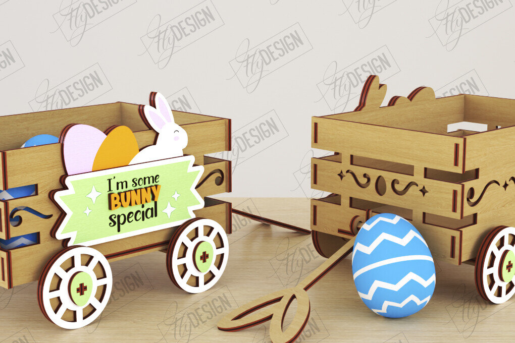 Intra απο ξύλο plywood  Χρώμα wenge 3mm-4mm πάχος - Πασχαλινό καρότσι με αυγά | Πασχαλινή Αυγοθήκη |CNC Δίασταση 15x15 cm INTRAFABR-122074096