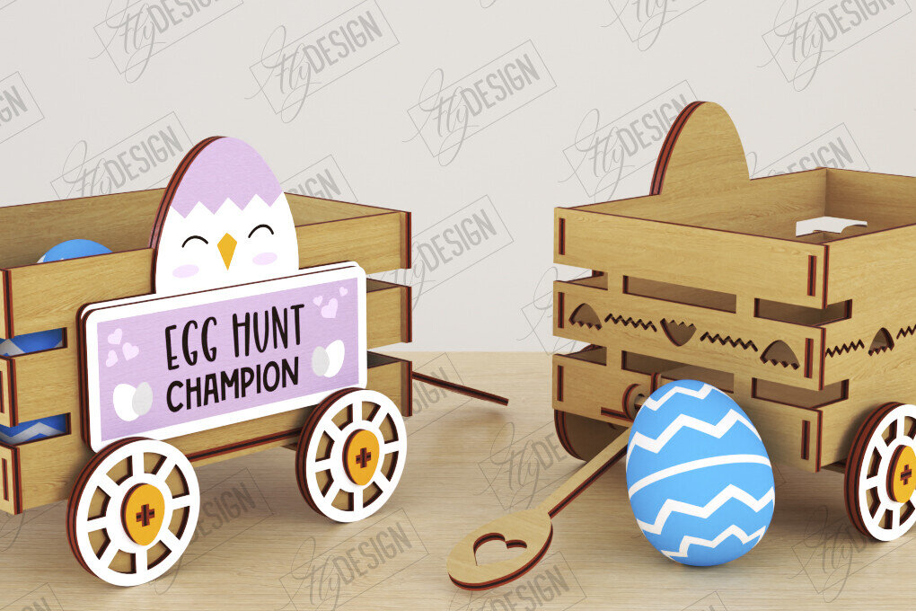 Intra απο ξύλο plywood  Χρώμα wenge 3mm-4mm πάχος - Πασχαλινό καρότσι με αυγά | Πασχαλινή Αυγοθήκη |CNC Δίασταση 15x15 cm INTRAFABR-122073708