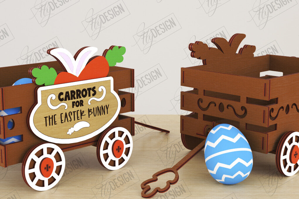 Intra απο ξύλο plywood  Χρώμα wenge 3mm-4mm πάχος - Πασχαλινό καρότσι με αυγά | Πασχαλινή Αυγοθήκη |CNC Δίασταση 15x15 cm INTRAFABR-122073719