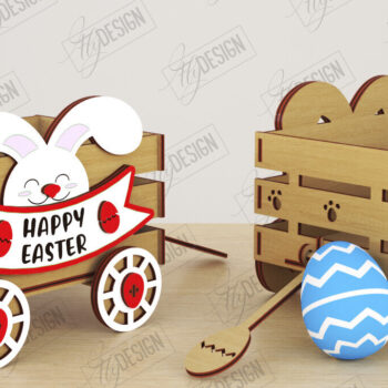 Intra απο ξύλο plywood  Χρώμα wenge 3mm-4mm πάχος - Πασχαλινό καρότσι με αυγά | Πασχαλινή Αυγοθήκη |CNC Δίασταση 15x15 cm INTRAFABR-122073725 - Image 1