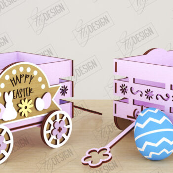 Intra απο ξύλο plywood  Χρώμα wenge 3mm-4mm πάχος - Πασχαλινό καρότσι με αυγά | Πασχαλινή Αυγοθήκη |CNC Δίασταση 15x15 cm INTRAFABR-122073734 - Image 1