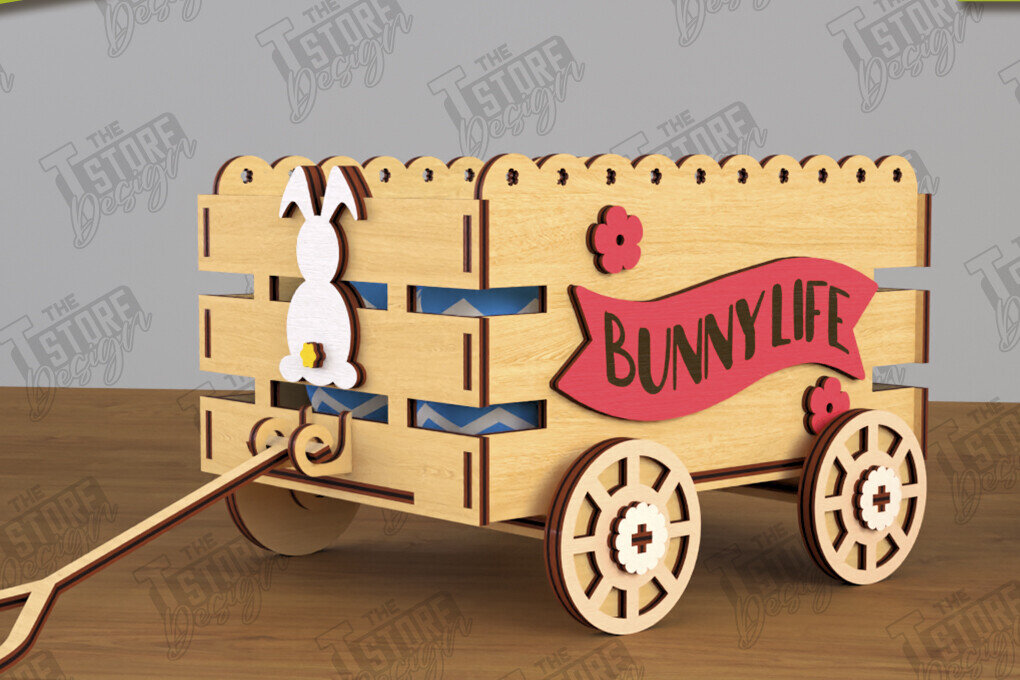 Intra απο ξύλο plywood  Χρώμα wenge 3mm-4mm πάχος - Πασχαλινό καρότσι με αυγά | Πασχαλινή Αυγοθήκη |CNC Δίασταση 15x15 cm INTRAFABR-122246612