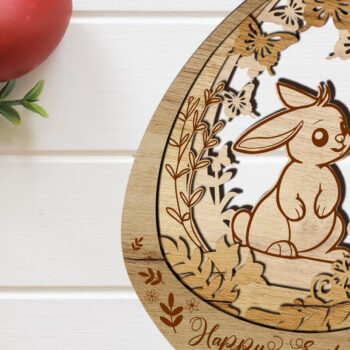 Intra απο ξύλο plywood  Χρώμα wenge 3mm-4mm πάχος - Διακοσμητικό στολίδι Πασχαλινό Αυγό, κομμένο Δίασταση 5x6 cm INTRAFABR-32329605 - Image 2