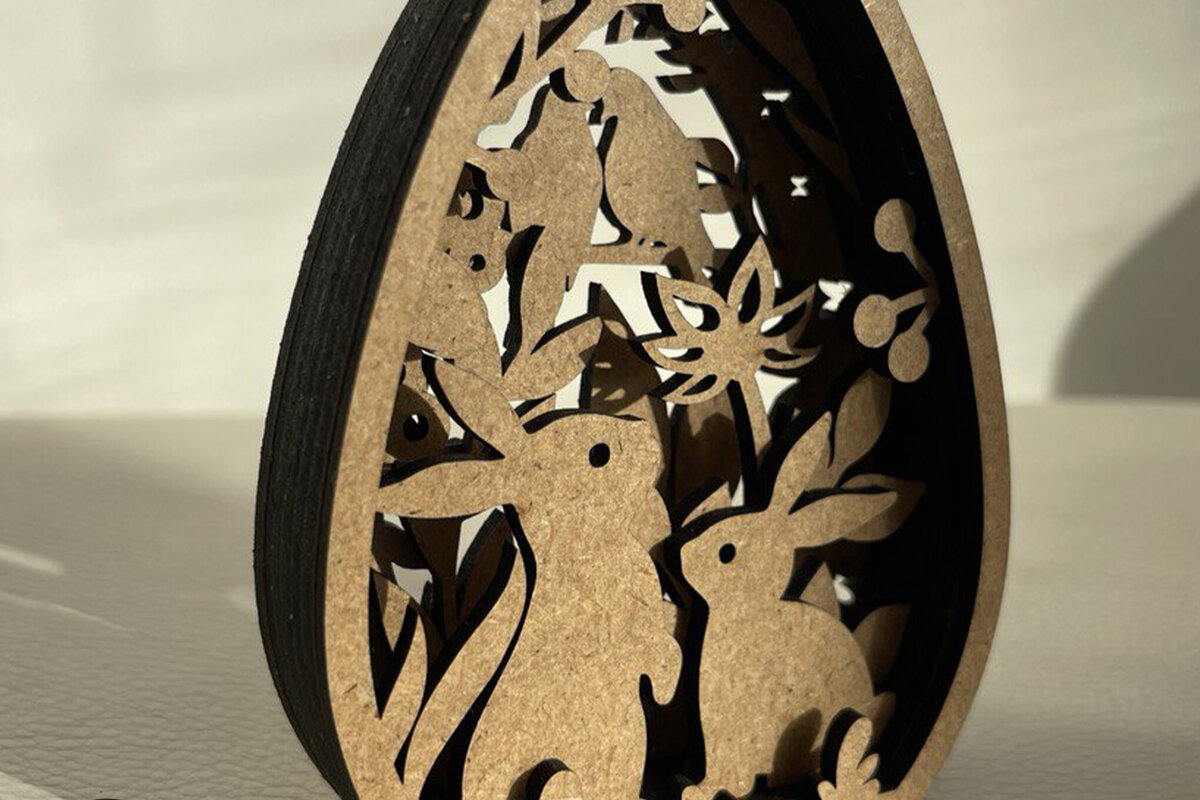 Intra απο ξύλο plywood  Χρώμα wenge 3mm-4mm πάχος - Διακοσμητικό πρότυπο πασχαλινών αυγών Δίασταση 4x5 cm INTRAFABR-87112391