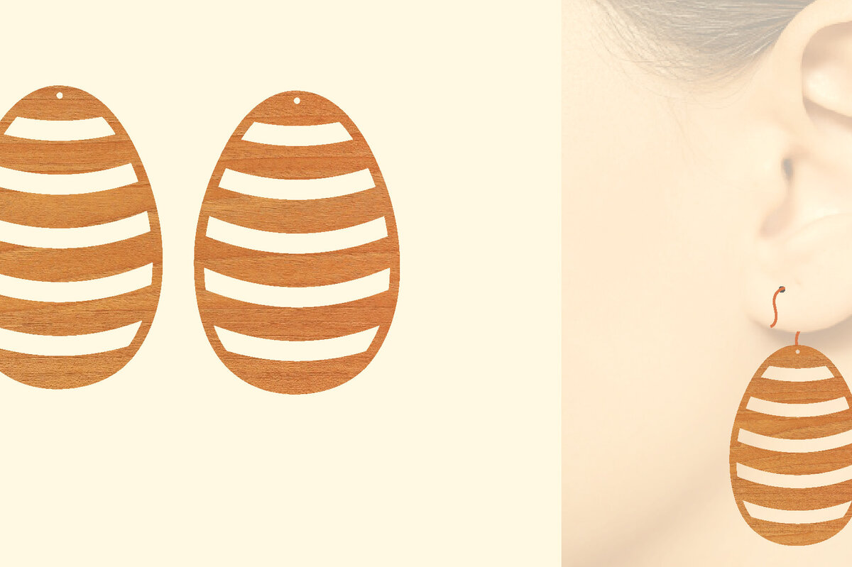 Intra απο ξύλο plywood  Χρώμα wenge 3mm-4mm πάχος - Πασχαλινά σκουλαρίκια με λέιζερ κομμένα Δίασταση 3x3 cm INTRAFABR-87115527