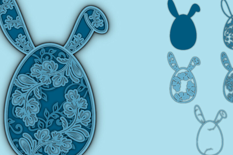 Intra απο ξύλο plywood  Χρώμα wenge 3mm-4mm πάχος - Πασχαλινό αυγό λουλουδάτο σχέδιο Χαρτί κοπής Δίασταση 15x15 cm INTRAFABR-7654550