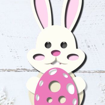 Intra απο ξύλο plywood  Χρώμα wenge 3mm-4mm πάχος - Πασχαλινό αυγό Funny Bunny Πολυστρωματική κοπή Δίασταση 15x15 cm INTRAFABR-72822284 - Image 1