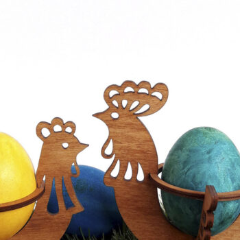 Intra απο ξύλο plywood Χρώμα wenge 3mm-4mm πάχος - Πασχαλινή αυγοθήκη "Cock & Chicken" Δίασταση 14x10 cm INTRAFABR-122114970 - Image 1