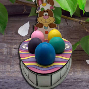 Intra απο ξύλο plywood  Χρώμα wenge 3mm-4mm πάχος - Πασχαλινή αυγοθήκη με λαγουδάκι V1 Δίασταση 20x20 cm INTRAFABR-94826104 - Image 1