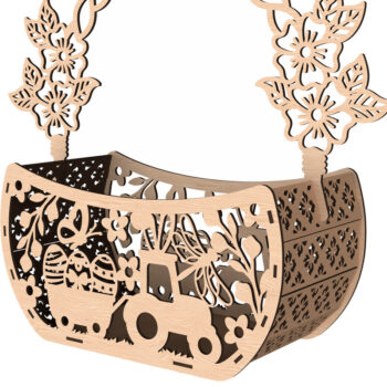 Intra απο ξύλο plywood  Χρώμα wenge 3mm-4mm πάχος - Πασχαλινό καλάθι κυνηγιού με λέιζερ Δίασταση 30x20 cm INTRAFABR-80706109 - Image 1