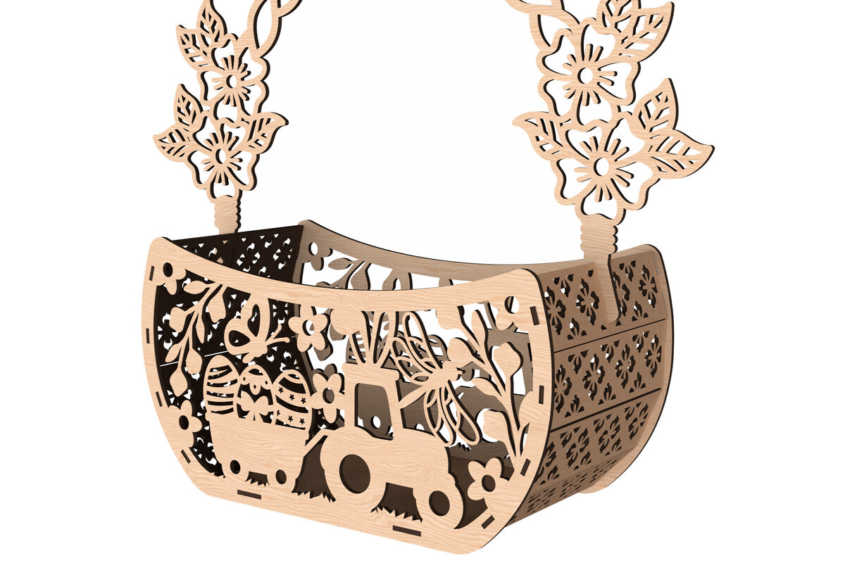 Intra απο ξύλο plywood  Χρώμα wenge 3mm-4mm πάχος - Πασχαλινό καλάθι κυνηγιού με λέιζερ Δίασταση 30x20 cm INTRAFABR-80706109