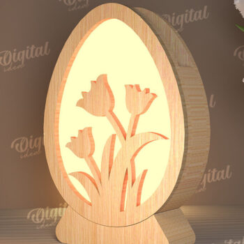 Intra απο ξύλο plywood Χρώμα wenge 3mm-4mm πάχος - Πασχαλινό Φωτιστικό Αυγού LaserCut. Led Nightlight Δίασταση 15x15 cm INTRAFABR-119084076 - Image 1