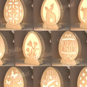 Intra απο ξύλο plywood Χρώμα wenge 3mm-4mm πάχος - Πασχαλινά φωτιστικά με λέιζερ κομμένο πακέτο Δίασταση 15x15 cm INTRAFABR-92472629 - Image 2