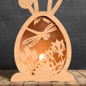 Intra απο ξύλο plywood  Χρώμα wenge 3mm-4mm πάχος - Easter Egg Lantern - κοπής με λέιζερ Δίασταση 15x15 cm INTRAFABR-93008101