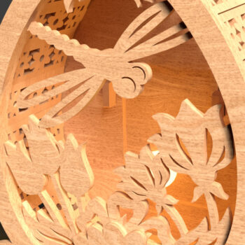 Intra απο ξύλο plywood  Χρώμα wenge 3mm-4mm πάχος - Easter Egg Lantern - κοπής με λέιζερ Δίασταση 15x15 cm INTRAFABR-93008101 - Image 5