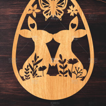 Intra απο ξύλο plywood  Χρώμα wenge 3mm-4mm πάχος - κοπής με λέιζερ πασχαλινό αυγό Δίασταση 15x15 cm INTRAFABR-116405070 - Image 1