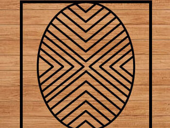 Intra απο ξύλο plywood  Χρώμα wenge 3mm-4mm πάχος - Πασχαλινό αυγό με λέιζερ κομμένο λαγουδάκι Τέχνη τοίχου Δίασταση 40x50 cm INTRAFABR-51007045 - Image 1