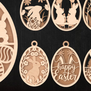 Intra απο ξύλο plywood  Χρώμα wenge 3mm-4mm πάχος - Πασχαλινό αυγό κομμένο με λέιζερ Δέσμη στολίδι Δίασταση 6x6 cm INTRAFABR-59166742