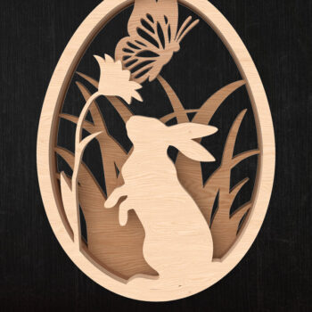 Intra απο ξύλο plywood  Χρώμα wenge 3mm-4mm πάχος - Πασχαλινό αυγό κομμένο με λέιζερ Δέσμη στολίδι Δίασταση 6x6 cm INTRAFABR-59166742 - Image 3