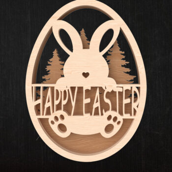 Intra απο ξύλο plywood  Χρώμα wenge 3mm-4mm πάχος - Πασχαλινό αυγό κομμένο με λέιζερ Δέσμη στολίδι Δίασταση 6x6 cm INTRAFABR-59166742 - Image 4