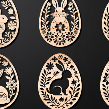 Intra απο ξύλο plywood  Χρώμα wenge 3mm-4mm πάχος - Πασχαλινό Αυγό LaserCut Δίασταση 4x4 cm INTRAFABR-123688029 - Image 1