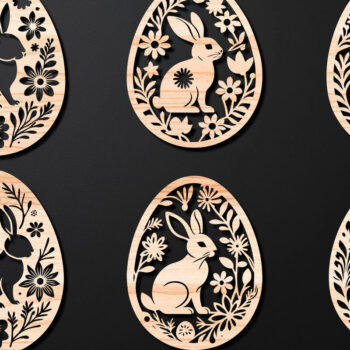 Intra απο ξύλο plywood  Χρώμα wenge 3mm-4mm πάχος - Πασχαλινό Αυγό LaserCut Δίασταση 4x4 cm INTRAFABR-123688036 - Image 1