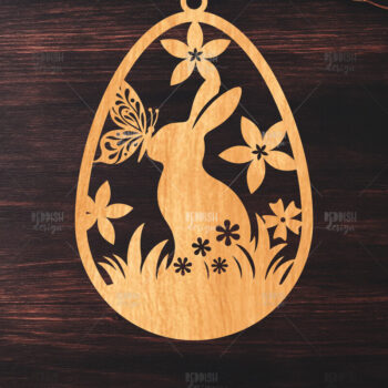 Intra απο ξύλο plywood  Χρώμα wenge 3mm-4mm πάχος - κοπής με λέιζερ στολίδι Πασχαλινό αυγό Δίασταση 6x6 cm INTRAFABR-95964794 - Image 1