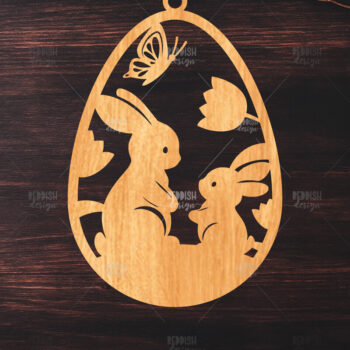 Intra απο ξύλο plywood  Χρώμα wenge 3mm-4mm πάχος - κοπής με λέιζερ στολίδι Πασχαλινό αυγό Δίασταση 6x6 cm INTRAFABR-95964755 - Image 1