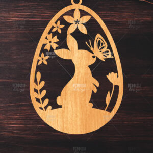 Intra απο ξύλο plywood Χρώμα wenge 3mm-4mm πάχος - κοπής με λέιζερ στολίδι Πασχαλινό αυγό Δίασταση 6x6 cm INTRAFABR-104160374