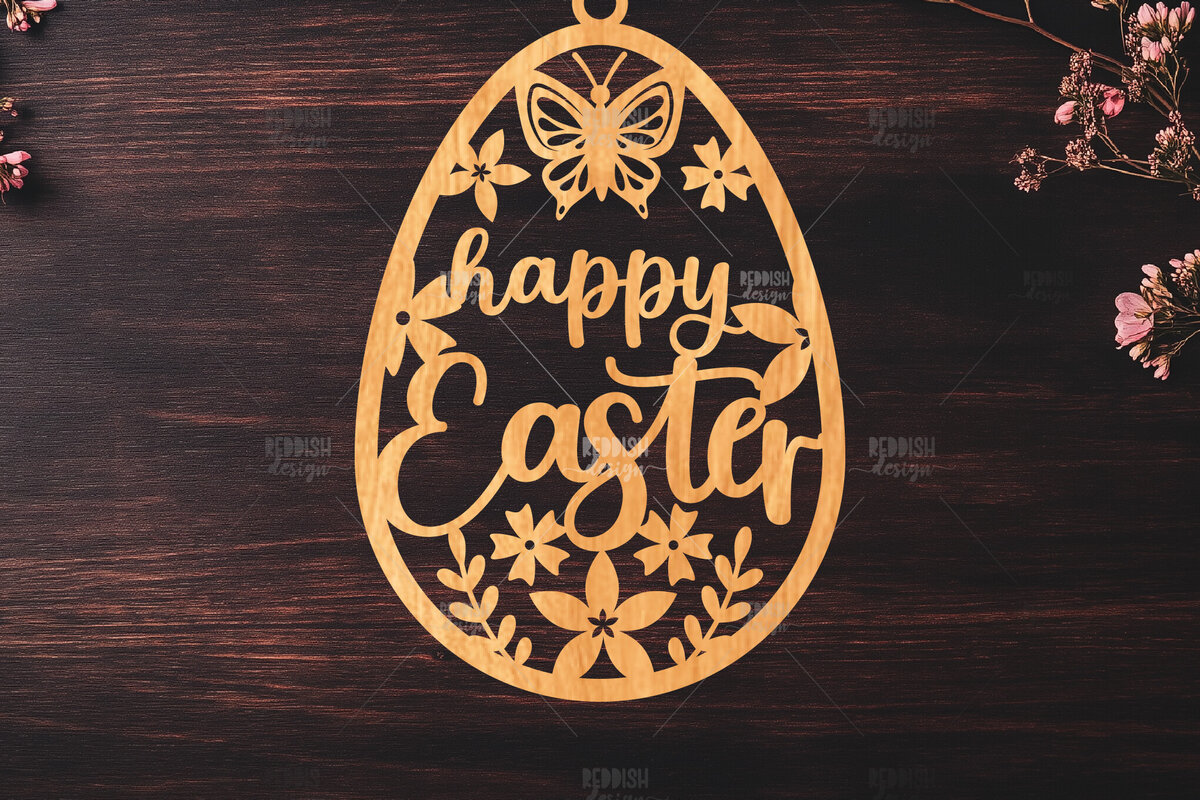 Intra απο ξύλο plywood  Χρώμα wenge 3mm-4mm πάχος - κοπής με λέιζερ στολίδι Πασχαλινό αυγό Δίασταση 6x6 cm INTRAFABR-100229942