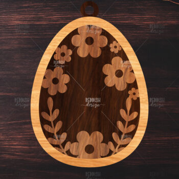 Intra απο ξύλο plywood  Χρώμα wenge 3mm-4mm πάχος - κοπής με λέιζερ στολίδι Πασχαλινό αυγό Δίασταση 6x6 cm INTRAFABR-100229950 - Image 1