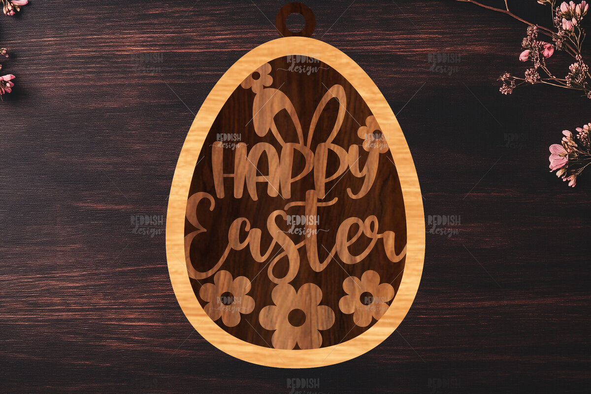 Intra απο ξύλο plywood  Χρώμα wenge 3mm-4mm πάχος - κοπής με λέιζερ στολίδι Πασχαλινό αυγό Δίασταση 6x6 cm INTRAFABR-100229956