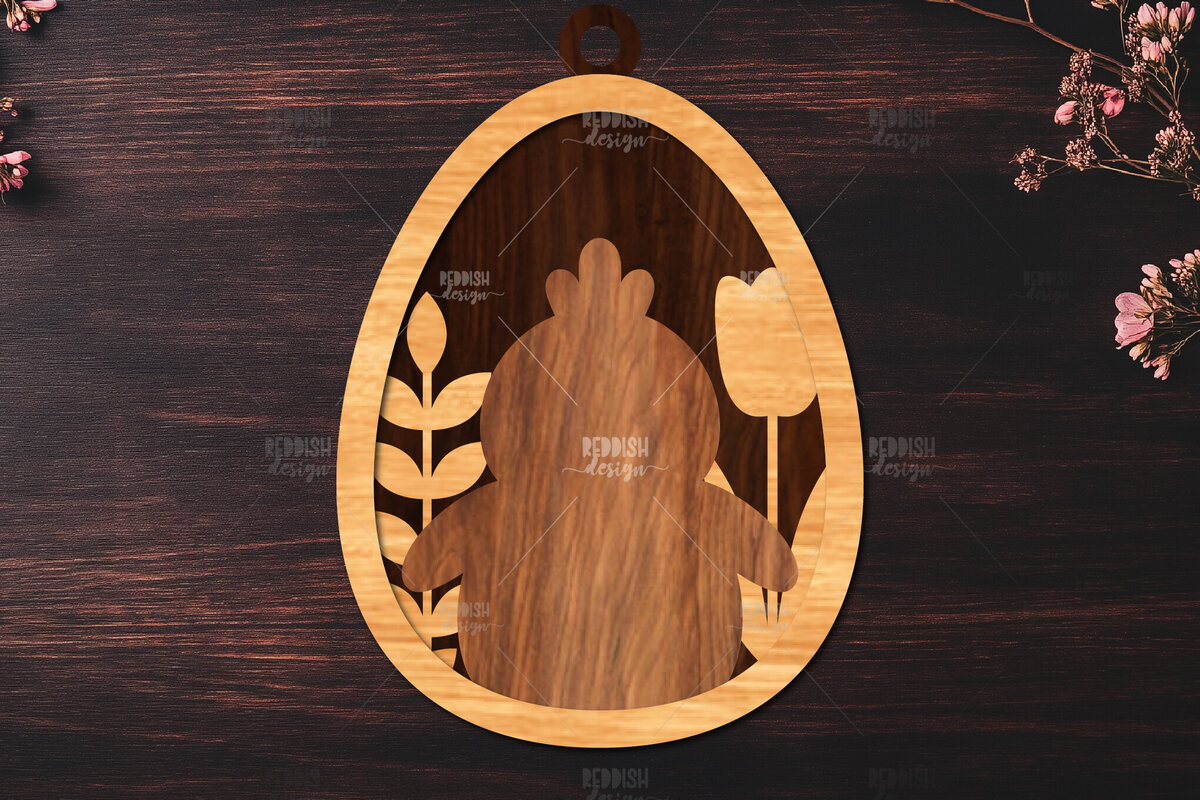 Intra απο ξύλο plywood  Χρώμα wenge 3mm-4mm πάχος - κοπής με λέιζερ στολίδι Πασχαλινό αυγό Δίασταση 6x6 cm INTRAFABR-100229967