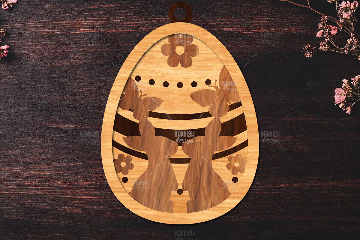 Intra απο ξύλο plywood  Χρώμα wenge 3mm-4mm πάχος - κοπής με λέιζερ στολίδι Πασχαλινό αυγό Δίασταση 6x6 cm INTRAFABR-100514414