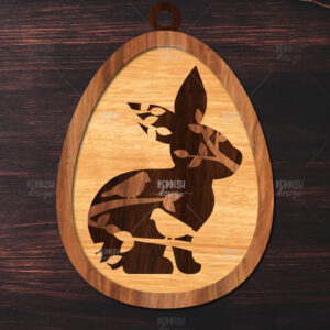 Intra απο ξύλο plywood  Χρώμα wenge 3mm-4mm πάχος - κοπής με λέιζερ στολίδι Πασχαλινό αυγό Δίασταση 6x6 cm INTRAFABR-100514426