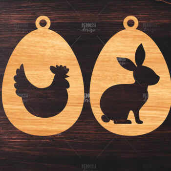 Intra απο ξύλο plywood  Χρώμα wenge 3mm-4mm πάχος - κοπής με λέιζερ στολίδι Πασχαλινό αυγό Δίασταση 6x6 cm INTRAFABR-59097540 - Image 1