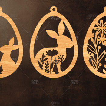 Intra απο ξύλο plywood  Χρώμα wenge 3mm-4mm πάχος - κοπής με λέιζερ στολίδι Πασχαλινό αυγό Δίασταση 6x6 cm INTRAFABR-70898544 - Image 1