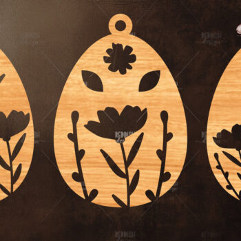 Intra απο ξύλο plywood  Χρώμα wenge 3mm-4mm πάχος - κοπής με λέιζερ στολίδι Πασχαλινό αυγό Δίασταση 6x6 cm INTRAFABR-68461123 - Image 1