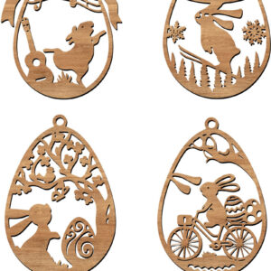 Intra απο ξύλο plywood  Χρώμα wenge 3mm-4mm πάχος - Στολίδια Πασχαλινών Αυγών 8 Σχέδια κομμένα με λέιζερ Δίασταση 6x6 cm INTRAFABR-120780490