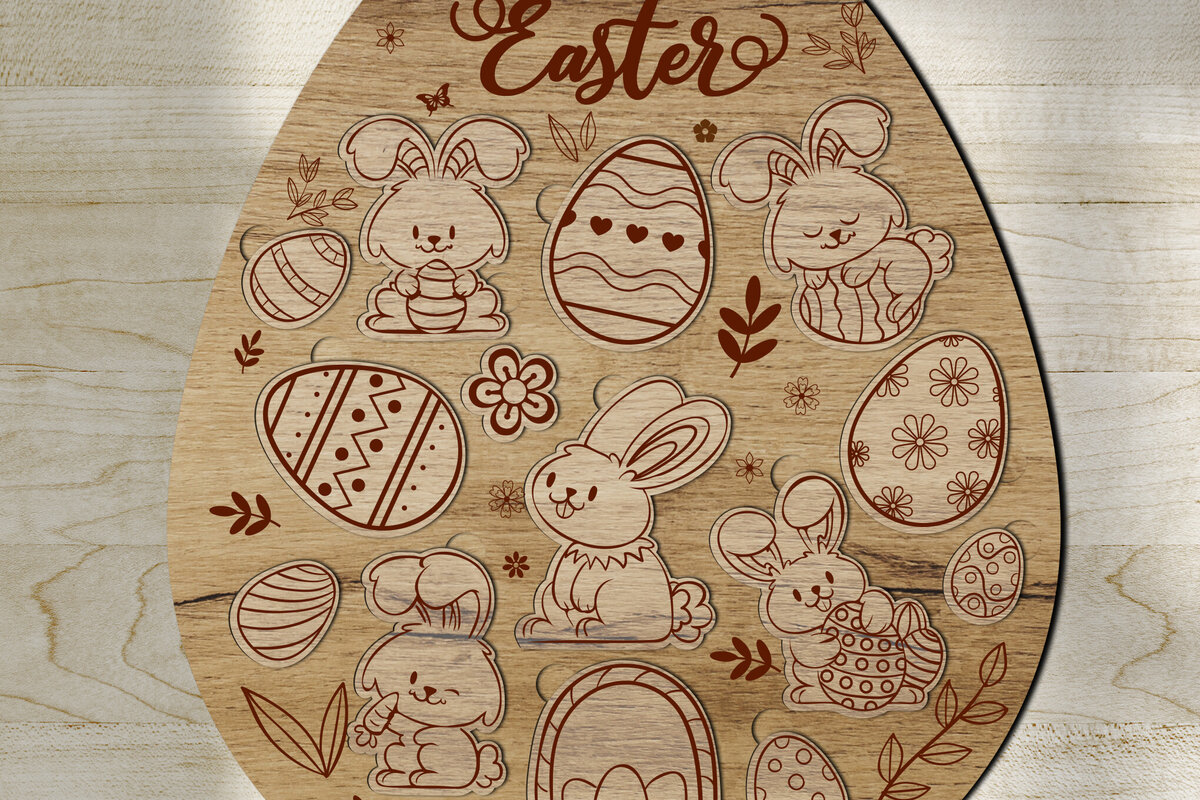 Intra απο ξύλο plywood  Χρώμα wenge 3mm-4mm πάχος - Πασχαλινό Αυγό - Παζλ για Παιδιά Δίασταση 5x6 cm INTRAFABR-120885526