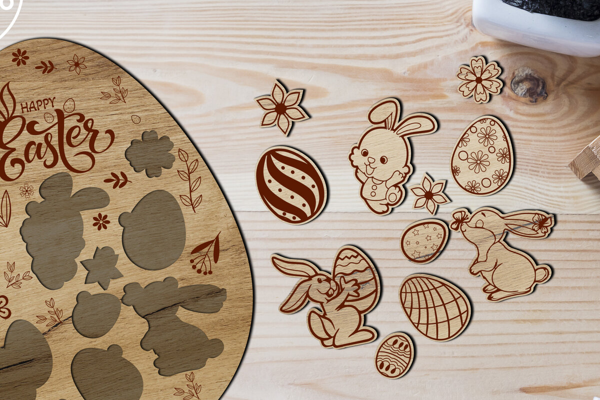 Intra απο ξύλο plywood  Χρώμα wenge 3mm-4mm πάχος - Πασχαλινό αυγό παζλ για παιδιά Δίασταση 5x6 cm INTRAFABR-70665808