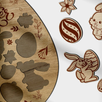 Intra απο ξύλο plywood Χρώμα wenge 3mm-4mm πάχος - Πασχαλινό αυγό παζλ για παιδιά Δίασταση 5x6 cm INTRAFABR-70665808 - Image 2